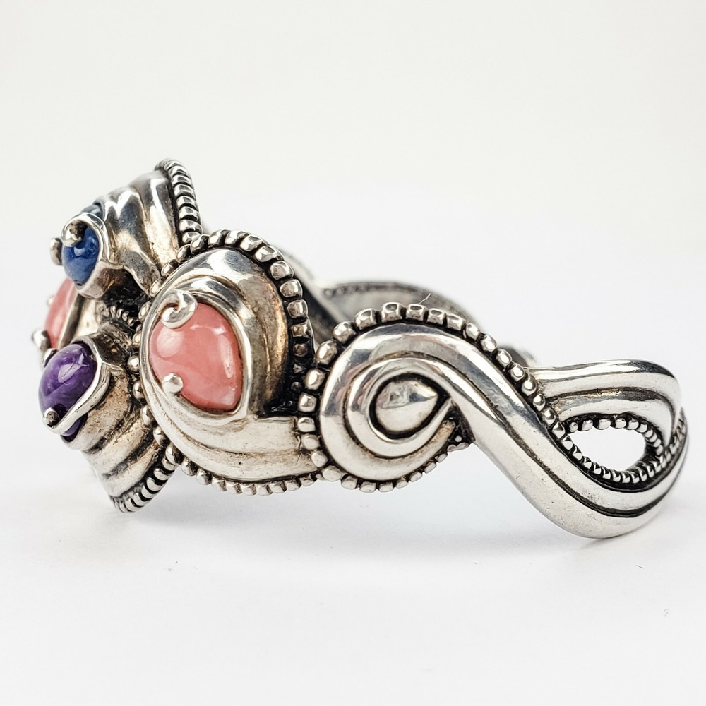 Carolyn Pollack Relios Agate Sterling Silver 925 Cuff Bracelet Stunning Design - Picture 5 of 7